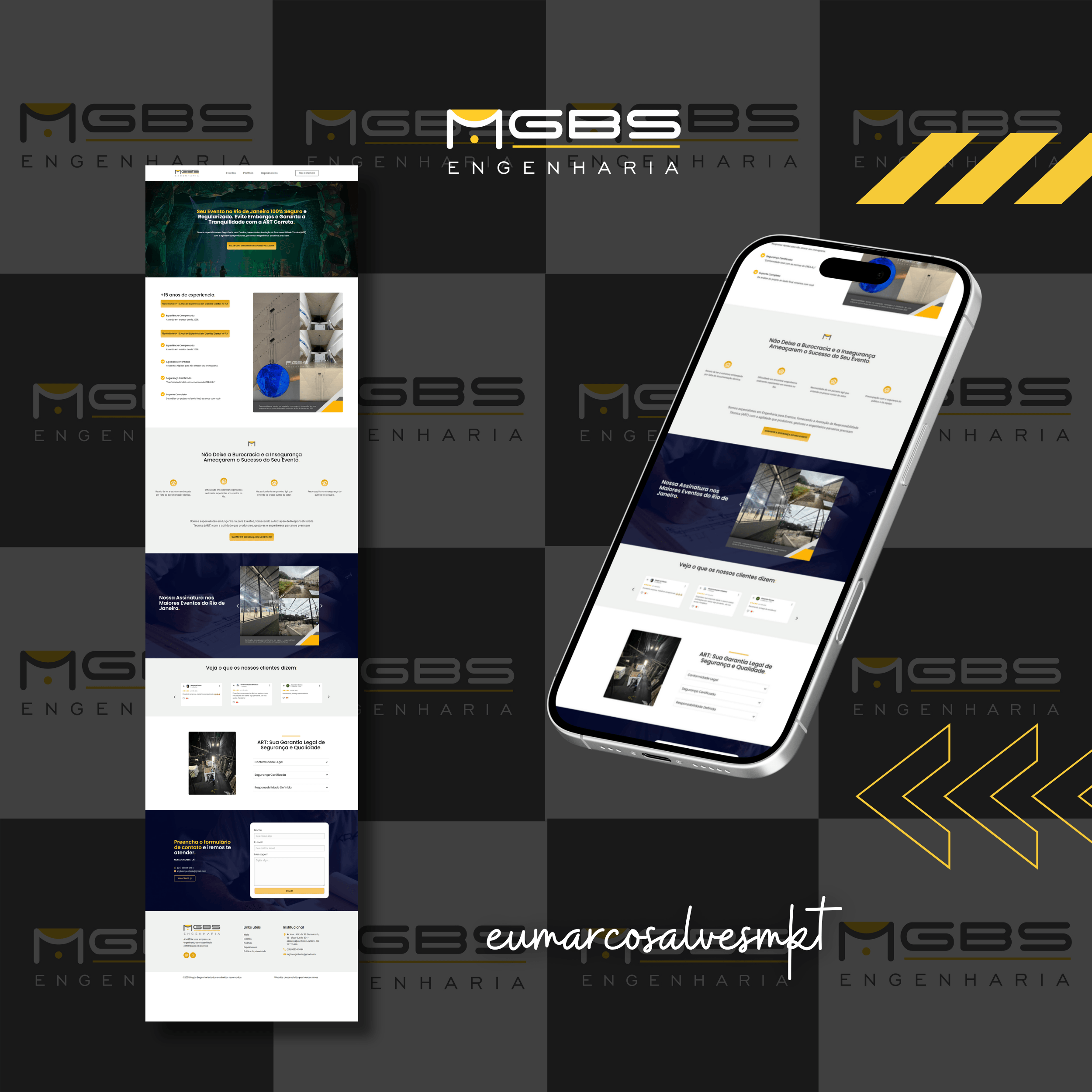 Landing page para eventos de engenharia mgbs desenvolvida por Marcos Alves web designer